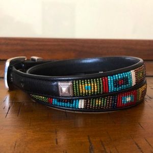 Brighton Skinny Southwestern Beaded Concho Genuine Leather Belt size M/30